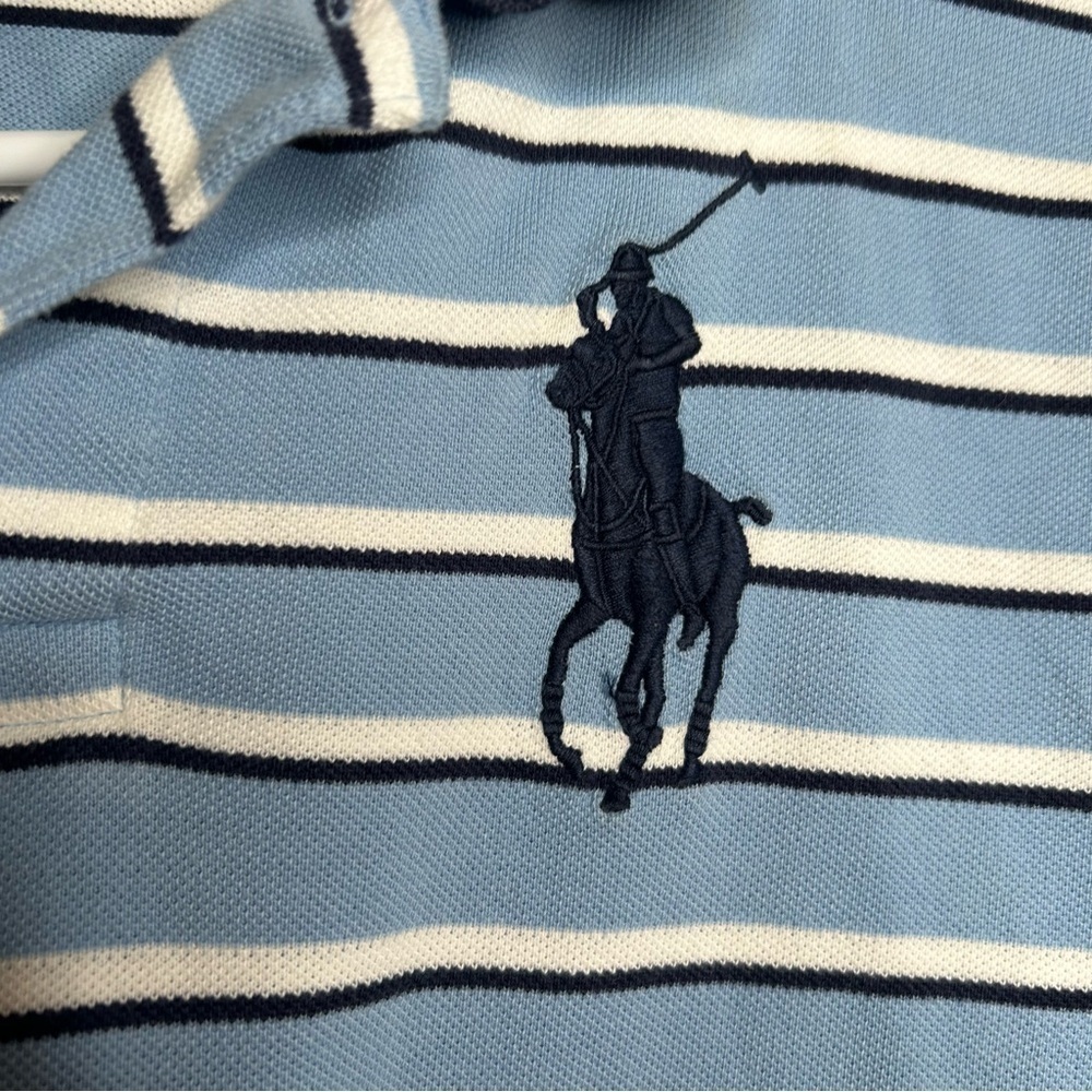 Polo Ralph Lauren Blue Striped Crest Big Pony Sz boys L (14/16) - Picture 5 of 7